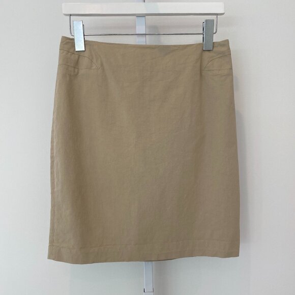 HELMUT LANG BEIGE TAN STRETCH COTTON SKIRT SIZE US 6 - Picture 1 of 11
